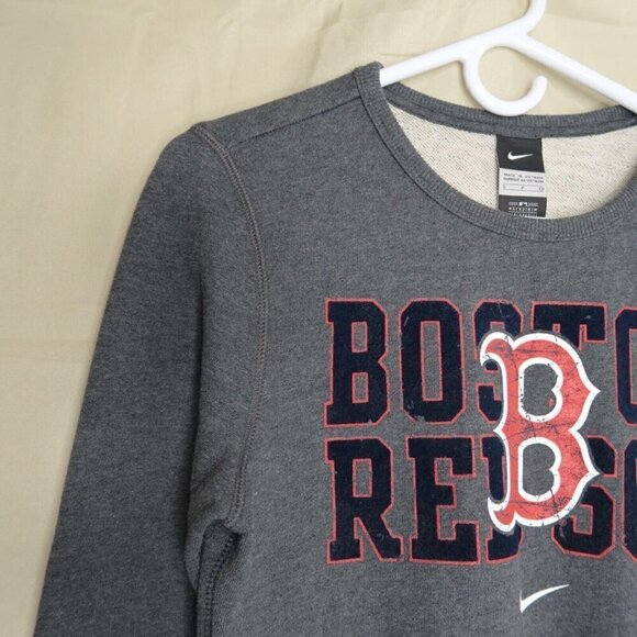 VTG Y2K Nike Boston Red Sox Sweatshirt Pullover Gray Center Swoosh Men's Small - Picture 3 of 12